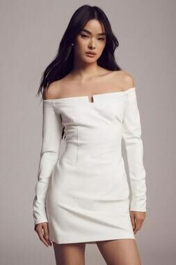 NWT Anthropologie BHLDN Gianna Off-The-Shoulder Twofer Dress $160 SMALL Ivory